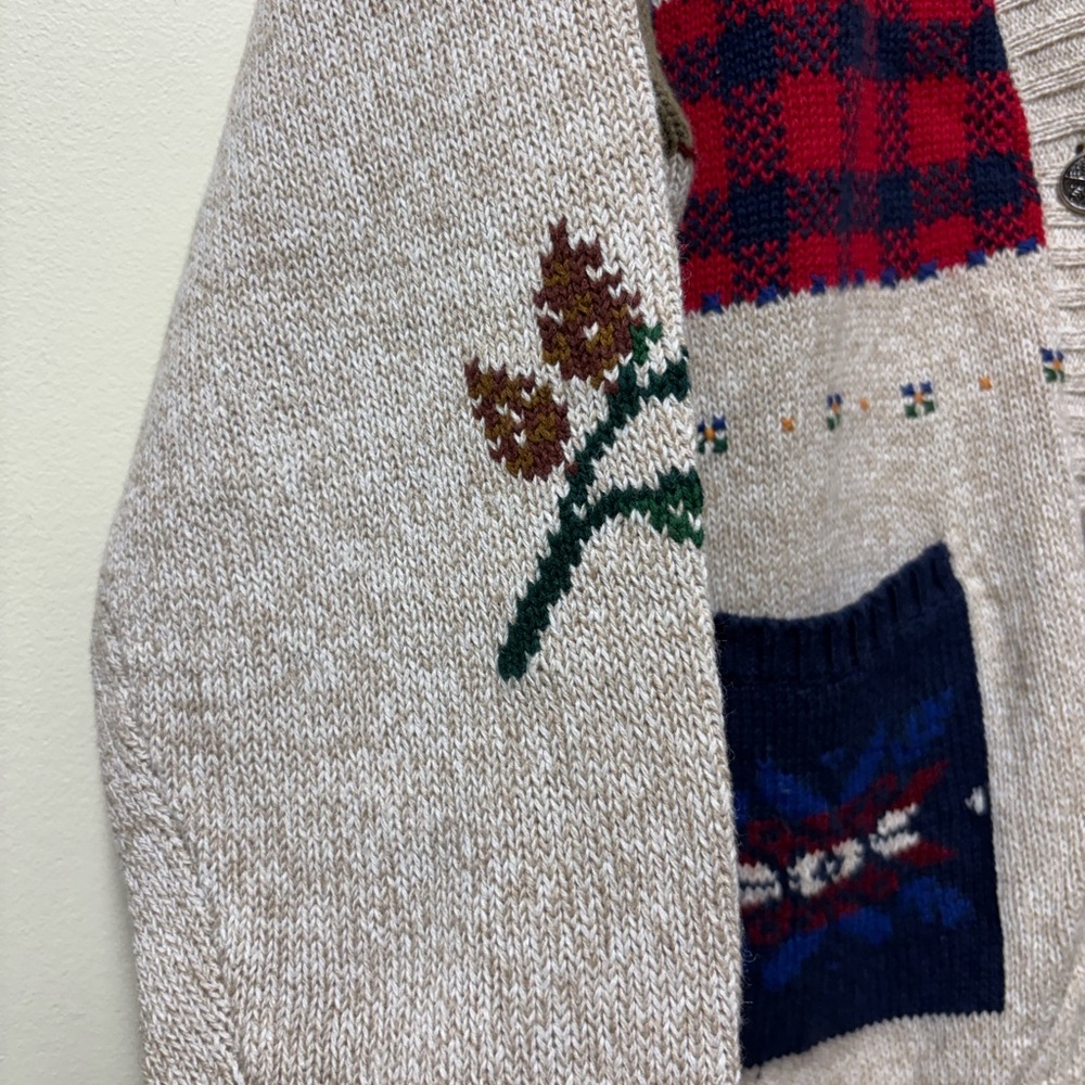 Vintage Woolrich Cottagecore Country Cabin Pinecone Cardigan Sweater Medium - Picture 2 of 10